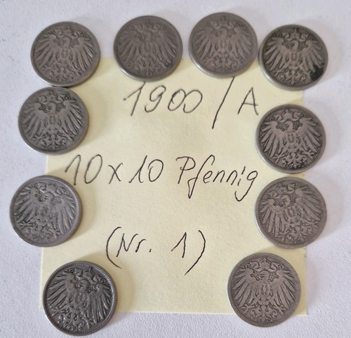 Lot 10x pfennig 1900 - lot:,