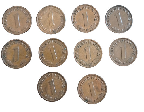 Reichspfennig 1937 mit - x,